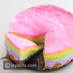 طريقة تحضير تشيز كيك قوس قزح بدون خبز